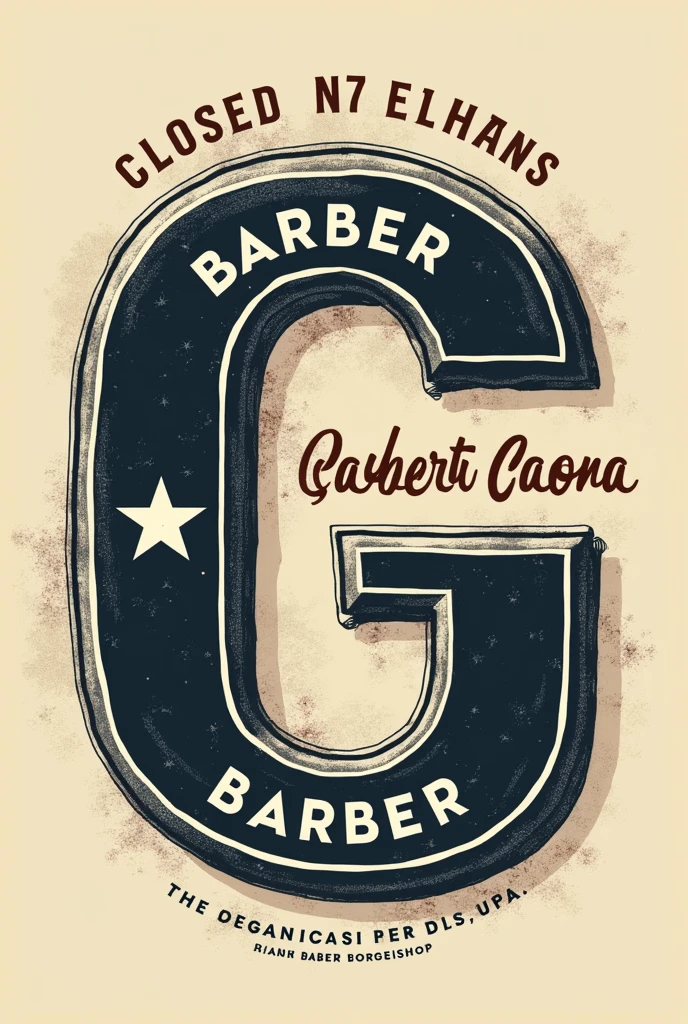 I need a logo with the letter G and the phrase barber Gaona barber in the background