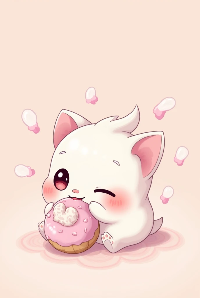 anime chibi eating pastel