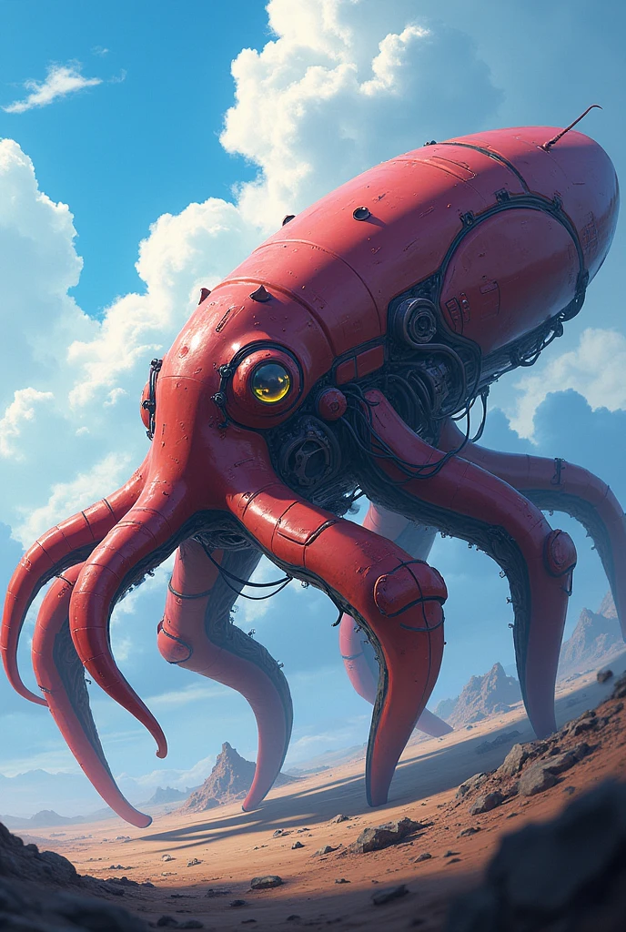 Squid-shaped tank anime style 3D