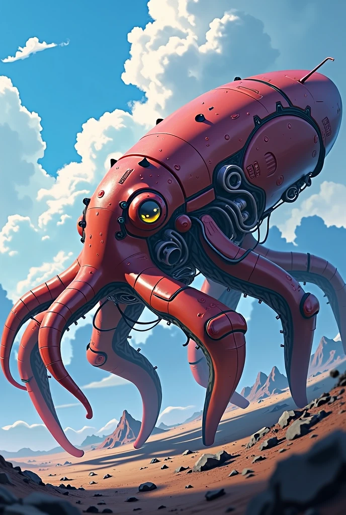 Squid-shaped tank anime style 3D