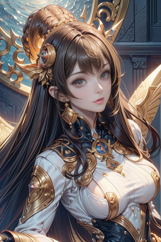 Overhead Shot,Floating on water,Lie in,behind,stretch,One girl,(Highly detailed skin),Curvy,,Beautiful breasts,Large Breasts,Pale skin,Pointed Chest,Erect nipples,(Fantasy art,Best image quality,Surreal portrait,(8k),Ultra-realistic,最high quality, high quality, High resolution, high quality texture,Attention to detail,Beautiful details,Fine details,Highly detailed CG,Detailed Texture,Realistic facial expression,masterpiece,Presence,dynamic,bold),Bob Hair,(Very fine hairs),(Very soft hair),(Super Straight Hair:1.5),Long, slicked bangs,Very light coppery amber hair,Hair on one eye