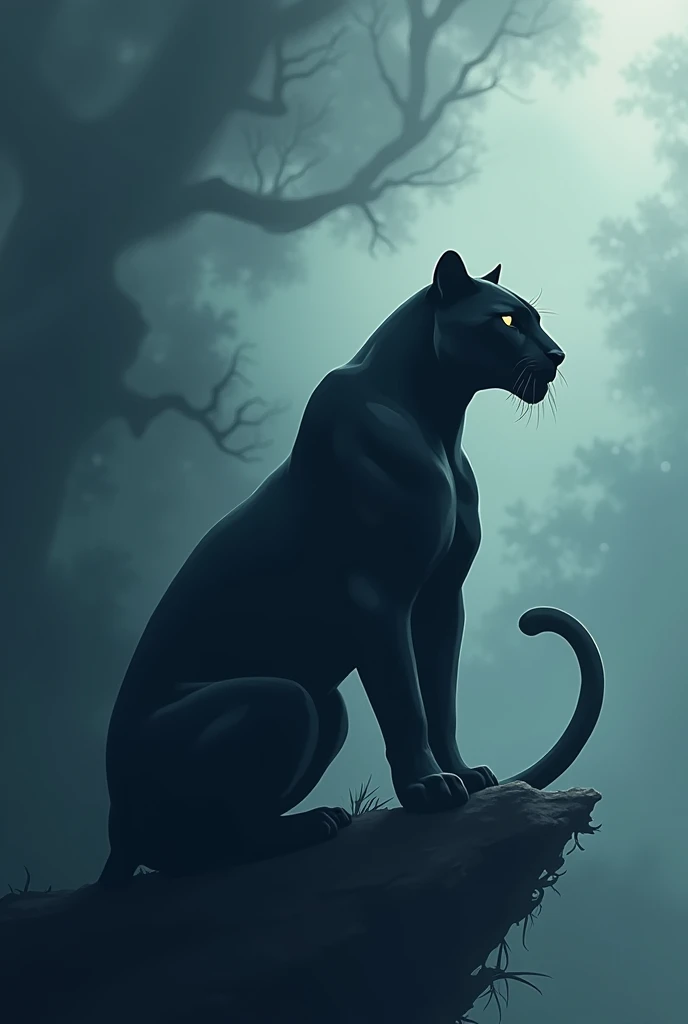 A small icon of artistic panther shadow surrounded by fog with curves for promotion