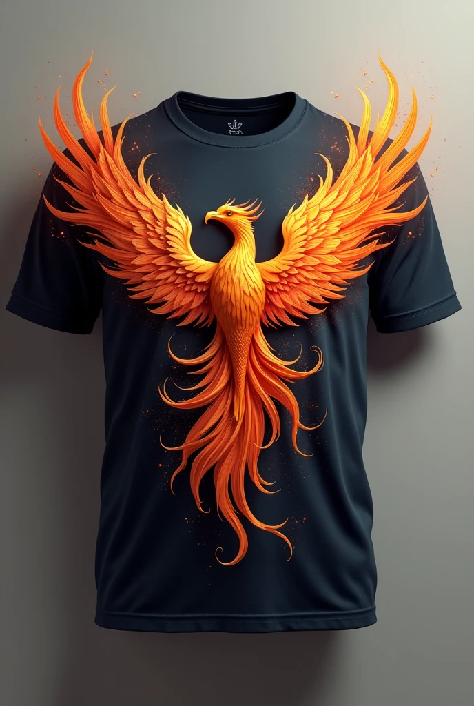 (photorealism:1.2), Design a Ripo Lolo t-shirt with phoenix feathers on the chest that form wings