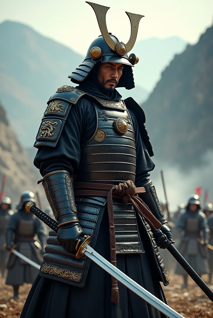a samurai set in a war scenario in ancient Japan