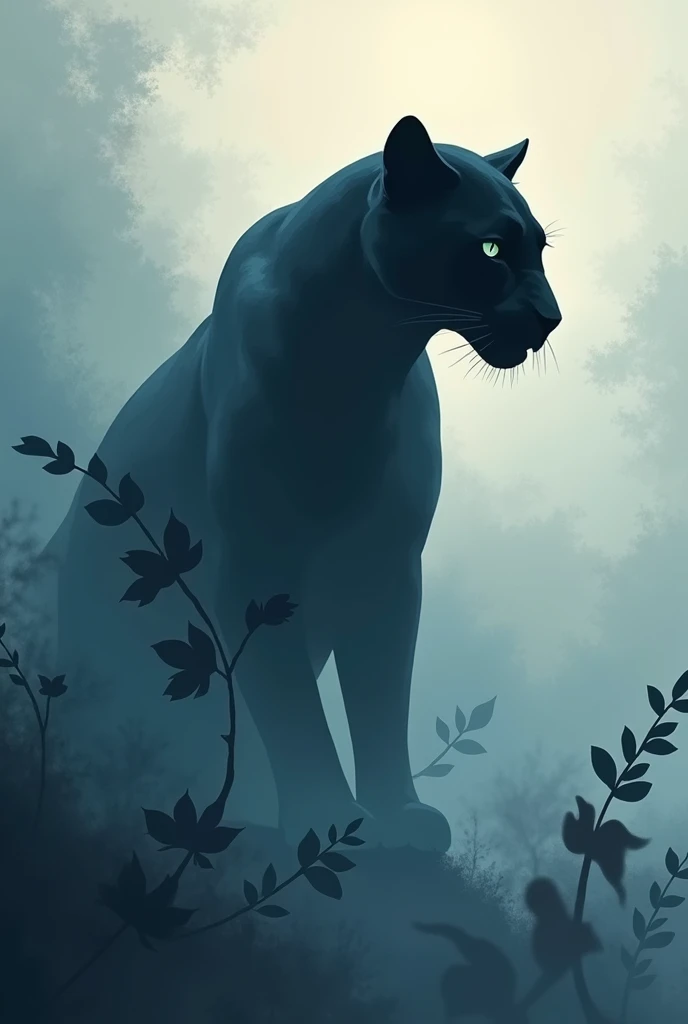 A small icon of artistic shadow's panther  surrounded by fog with curves for promotion 