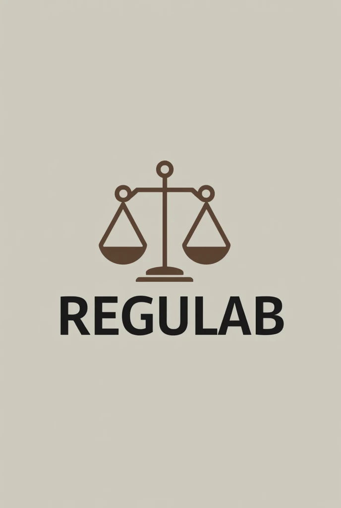professional logo, law firm, whose name is Regulab, subtle strokes, neutral colors, with some image that has reference to the law.