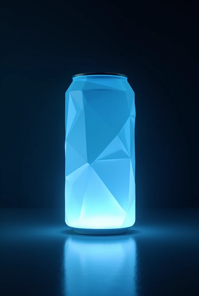 Generate me an image of an alcoholic product in a can, where it is bright and is in a transparent can. Do it in a dark environment so that it generates contrast and the luminescence can be noticed.. The can must be without a name.