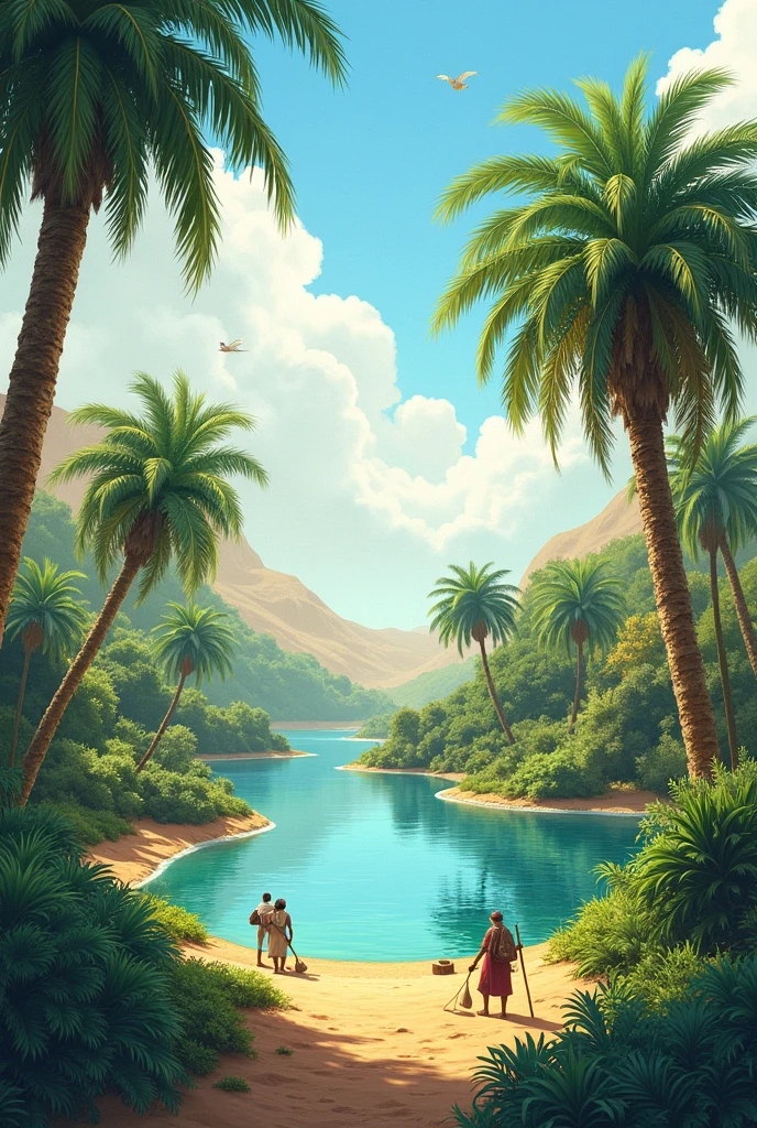 An Oasis on the banks of the Nile River (to make by hand)