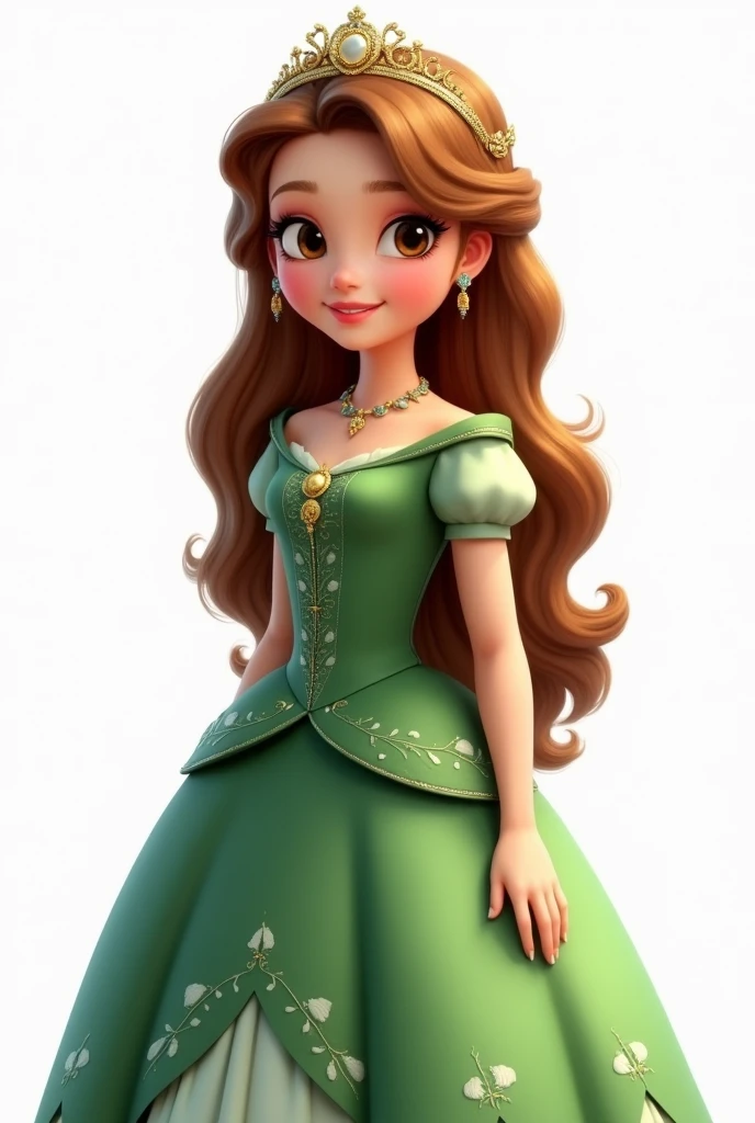 Create Princess Sofia girl with green dress image with white background