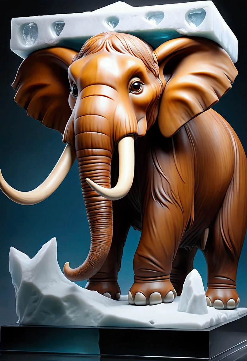 An ais-icebaby woolly mammoth made of ral-bnz, standing frozen in the tundra <lora:Ice_Style_SDXL:1> <lora:ral-bnz-sdxl:1>