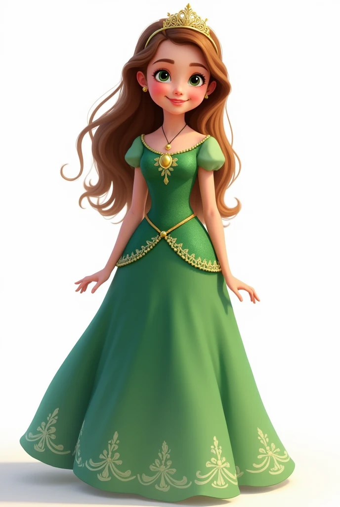 Create Princess Sofia girl with green dress image with white background