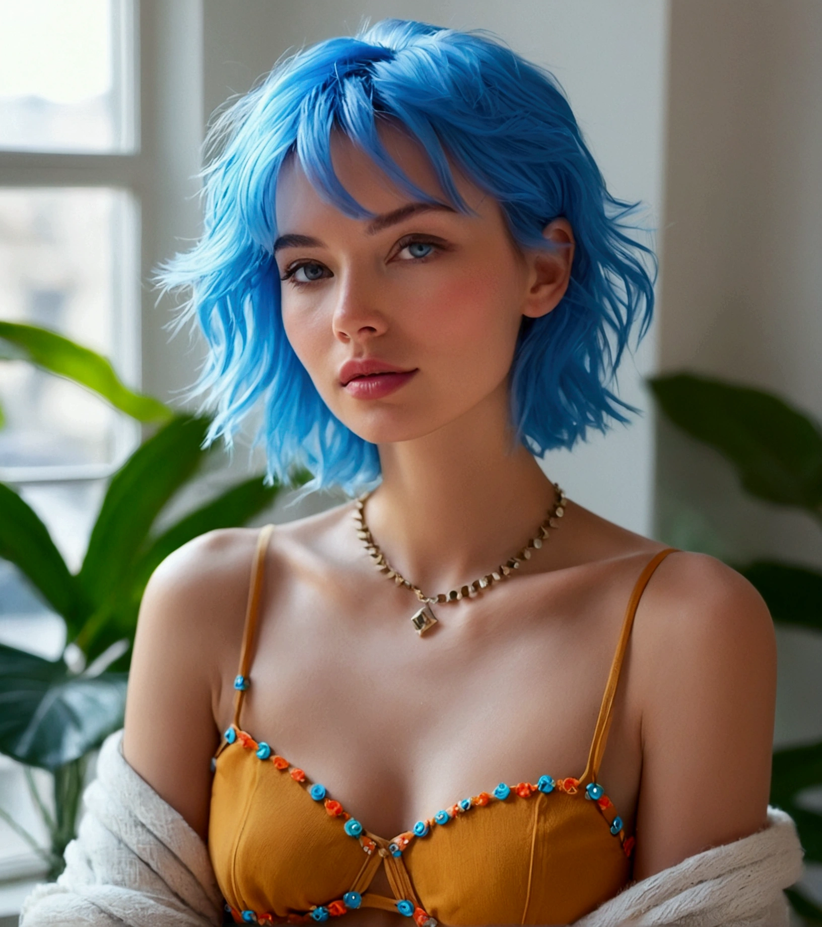 Créez une influenceuse réaliste âgée de 20ans nommée Livia Aurora . Elle a une coupe pixie moderne avec des colorations audacieuses, elle sexy, telles que des reflets bleu ou violet. Son style est à la fois chic et distinctif dans le rue de paris. Livia doit dégager une aura inspirante, positive et calme, avec une touche d'humour. Elle mélange les thèmes de la mode et du lifestyle avec le bien-être et le développement personnel. Les images doivent la montrer dans des tenues tendance, avec un look moderne et soigné, et inclure des éléments visuels évoquant la relaxation, le style et l'inspiration personnelle.