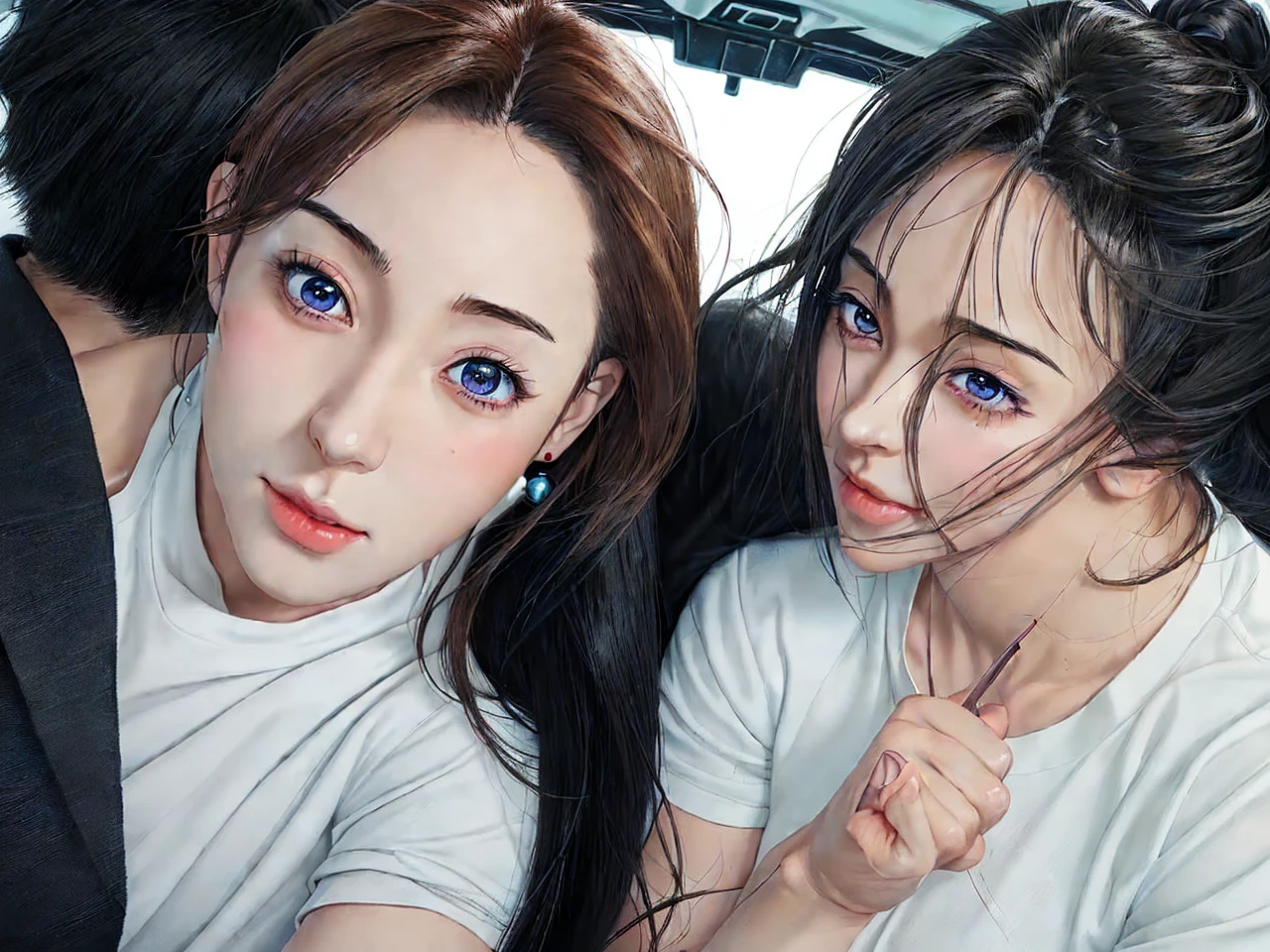 Male and female couple realistic anime 
