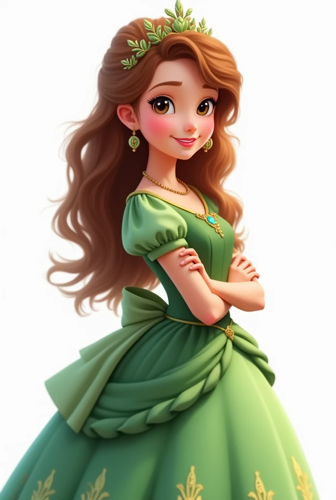 Create Princess Sofia girl with green dress image with white background 