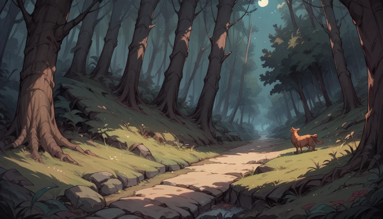 dark forest, night