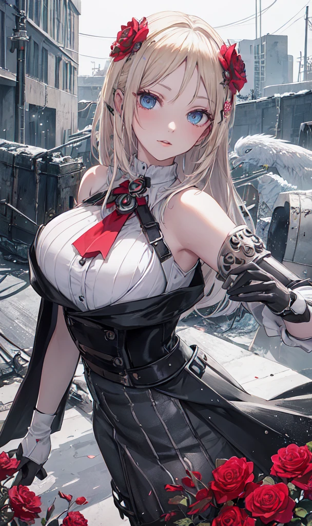 ((best quality)) , ((masterpiece)) , (detailed),Color splash, (((1girl))) , wearing Shabby Chic Wrap dress, has metallic plating, Colored hair, ((Fossil fuel power station)) in background, (((World of Warcraft)))