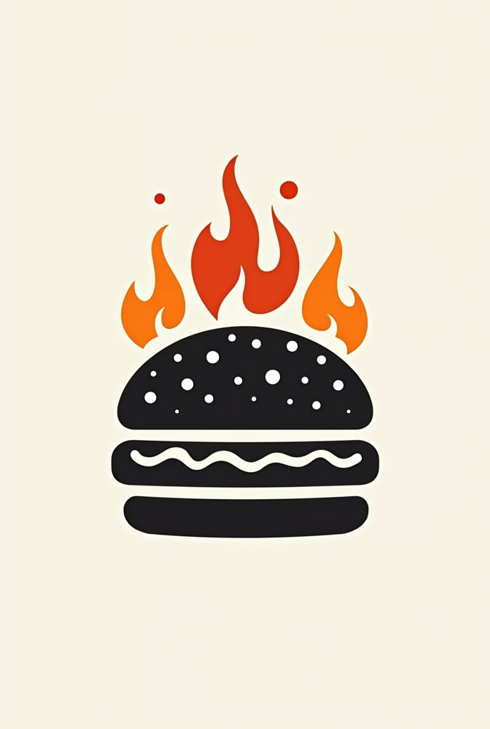linear silhouette of flaming burger for logo