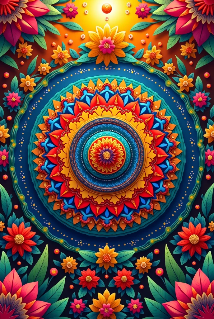 Mandala painted with cultural colors of Mexico