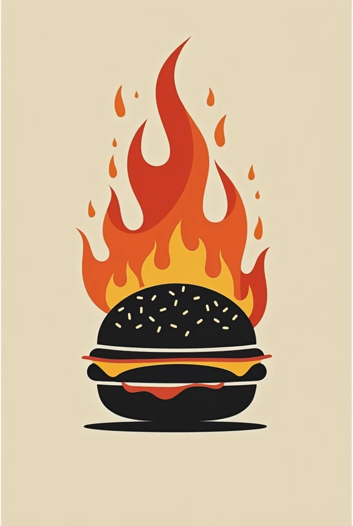 linear silhouette of flaming burger for logo