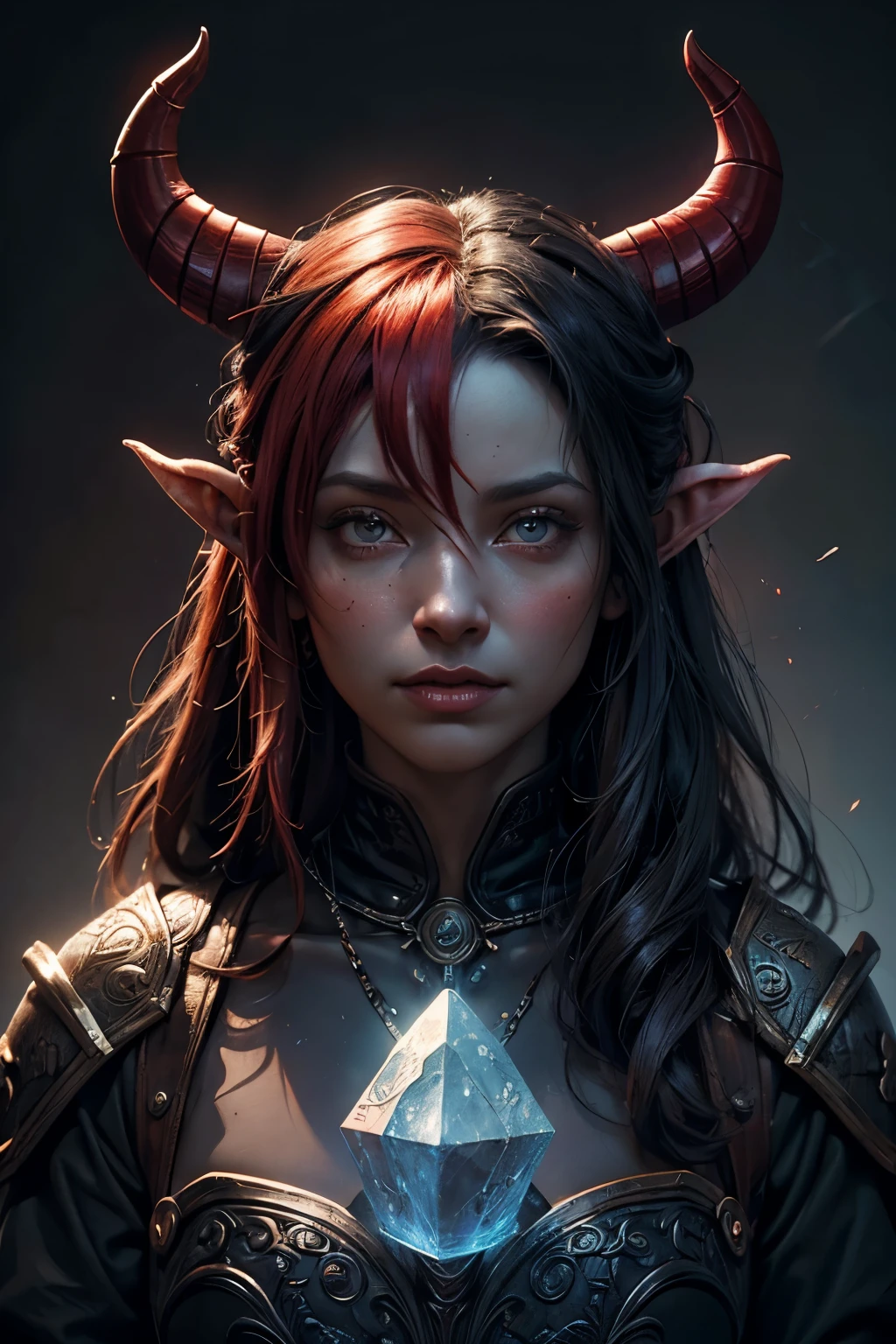 32K Ultra HD, denoising of strength:1.45, Abstraction, Oil, Sketch, (masterpiece:1.3),(Top image quality,top-quality),Detailed details,vvi\(artstyle\), vvi\(face\),vvi\(eyeasterpiece)), ((ultra-detailed)), best shadows, best lighting, best quality, cinematic shot, ((((Karlach)))) a woman tiefling with horns on her head and red skin:1.3, unreal engine character art, (((tiefling))), Devil, portrait of a female druid, attractive tiefling druid, ((baldur's gate character portrait)), elven character with smirk, fantasy character portrait, shapes, lines, abstract vector art, minimal , Cubism, Brush, Palette, Easel, Pigment, Stroke, Composition, Mixed media, Texture, Contrast, Depth, Creativity, Imagination, Ceramic, Cerulean, Vermilion, Impasto, Glaze, Grayscale, Fauvism, Renaissance,, fractal art:1.35, side lighting, sparkle, god rays, ray tracing,