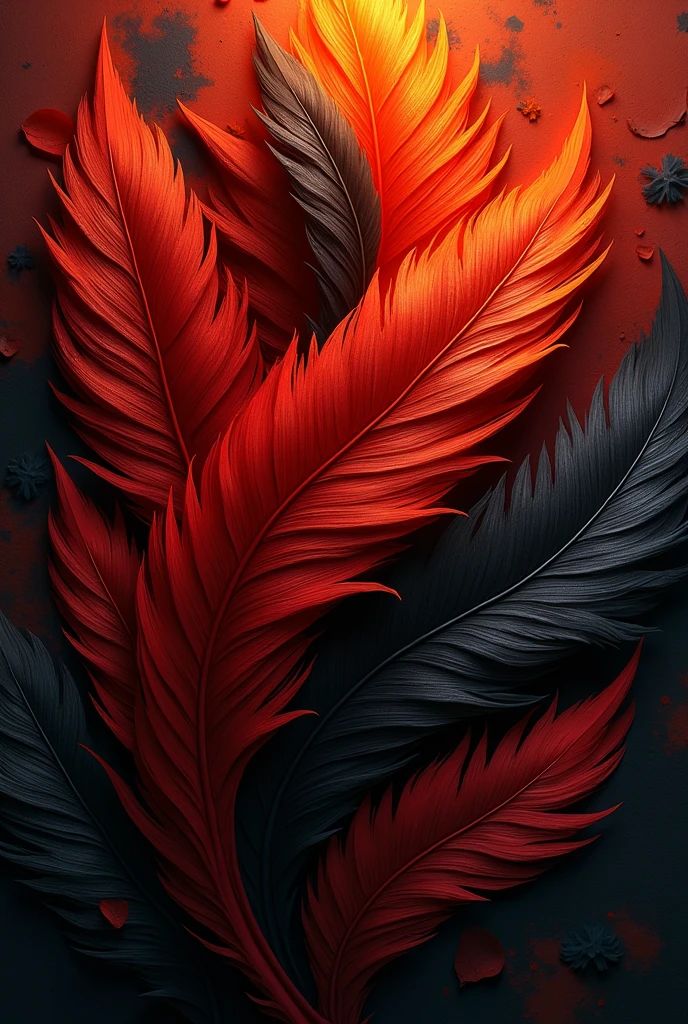 Create a texture with phoenix feathers that contain the color black 