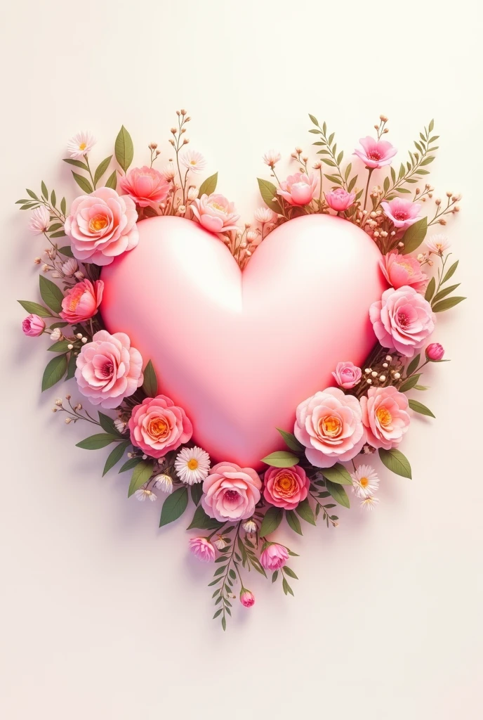 Pink heart with flowers
