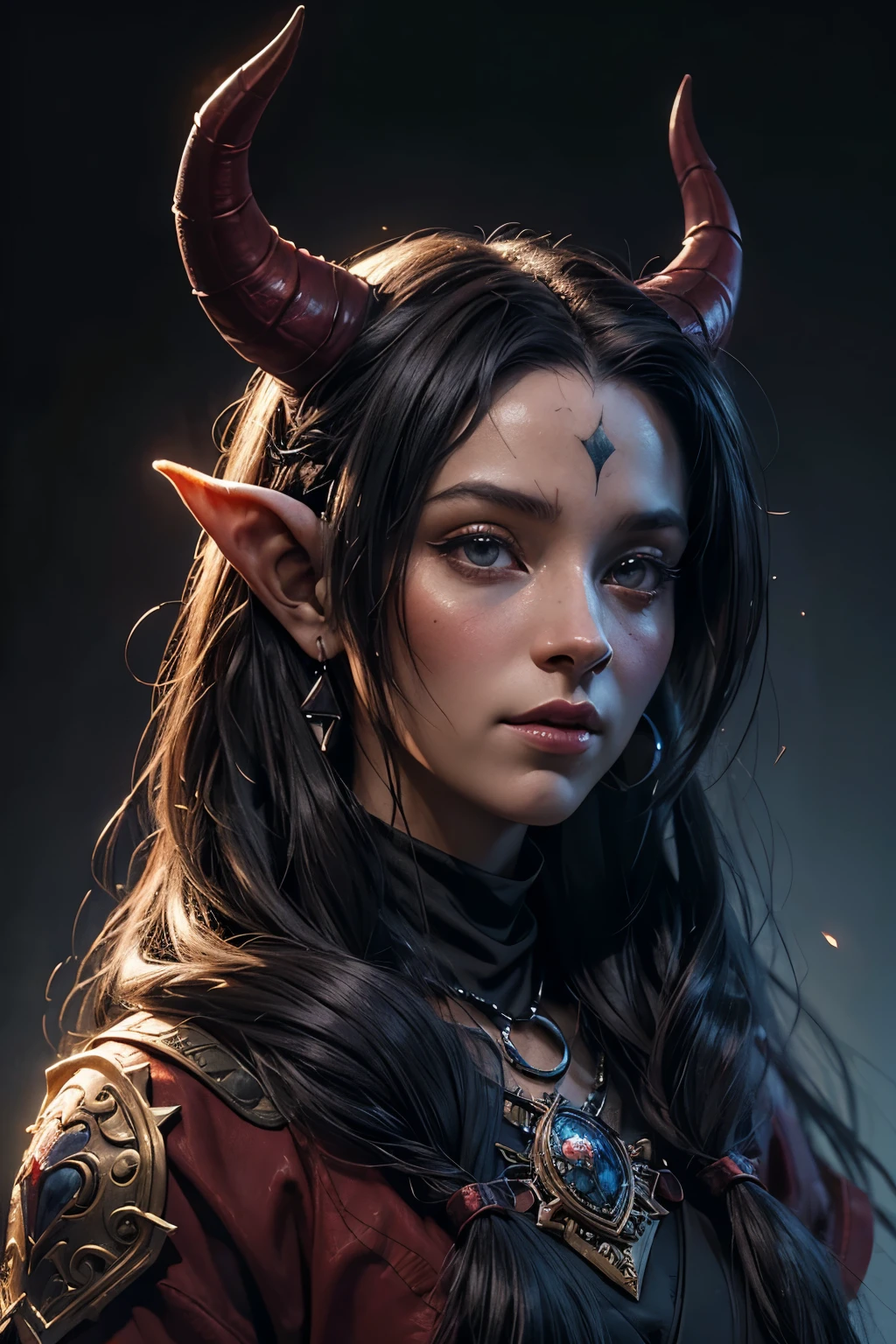32K Ultra HD, denoising of strength:1.45, Abstraction, Oil, Sketch, (​masterpiece:1.3),(Top image quality,top-quality),Detailed details,vvi\(artstyle\), vvi\(face\),vvi\(eyeasterpiece)), ((ultra-detailed)), best shadows, best lighting, best quality, cinematic shot, ((((Karlach)))) a woman tiefling with horns on her head and red skin:1.3, unreal engine character art, (((tiefling))), Devil, portrait of a female druid, attractive tiefling druid, ((baldur's gate character portrait)), elven character with smirk, fantasy character portrait, shapes, lines, abstract vector art, minimal , Cubism, Brush, Palette, Easel, Pigment, Stroke, Composition, Mixed media, Texture, Contrast, Depth, Creativity, Imagination, Ceramic, Cerulean, Vermilion, Impasto, Glaze, Grayscale, Fauvism, Renaissance,, fractal art:1.35, side lighting, sparkle, god rays, ray tracing,
