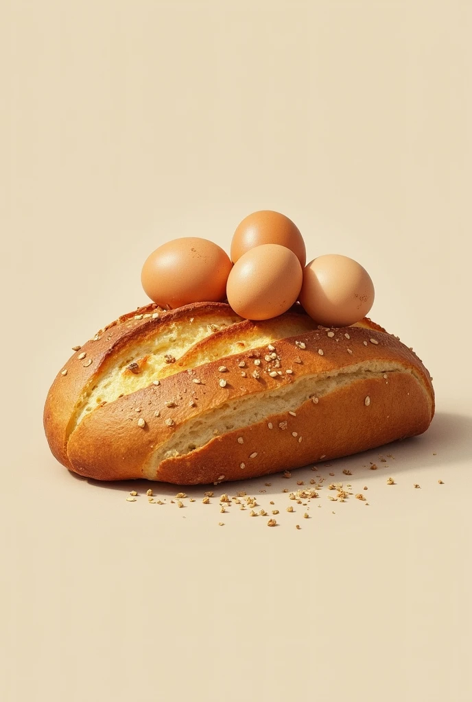 create a logo , rustic and realistic egg bread with more rustic eggs 