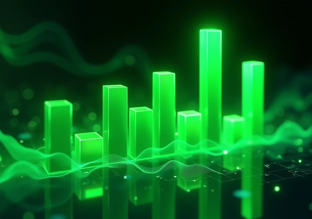 Flashy green financial bar chart image