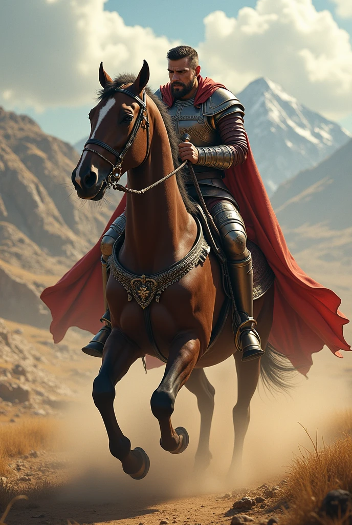 Ignacio rides a horse, Ready for the battle.