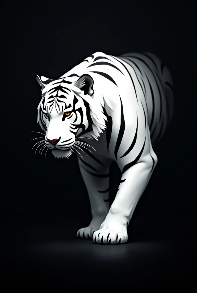 create a white tiger symbol on a black background, without being realistic, without being realistic