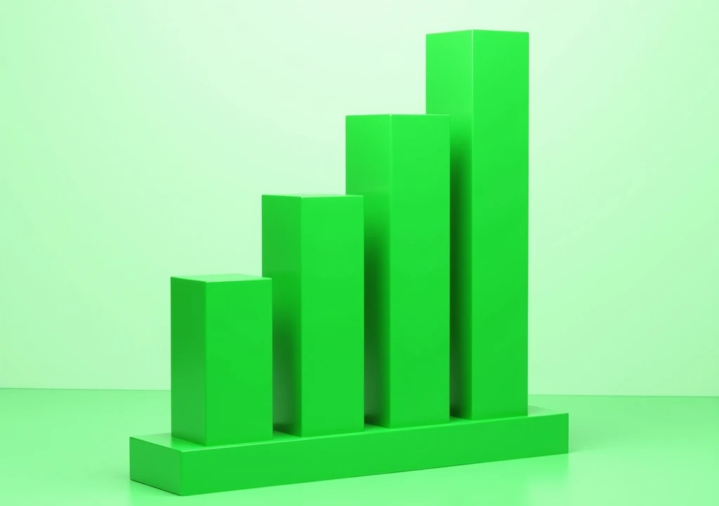 large eye-catching green profit bar chart for thumbnail