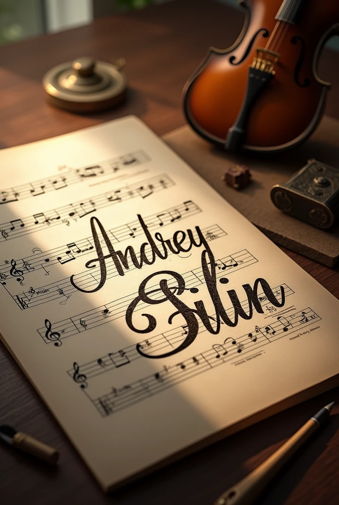 Beautiful musical inscription "Andrey Silin"