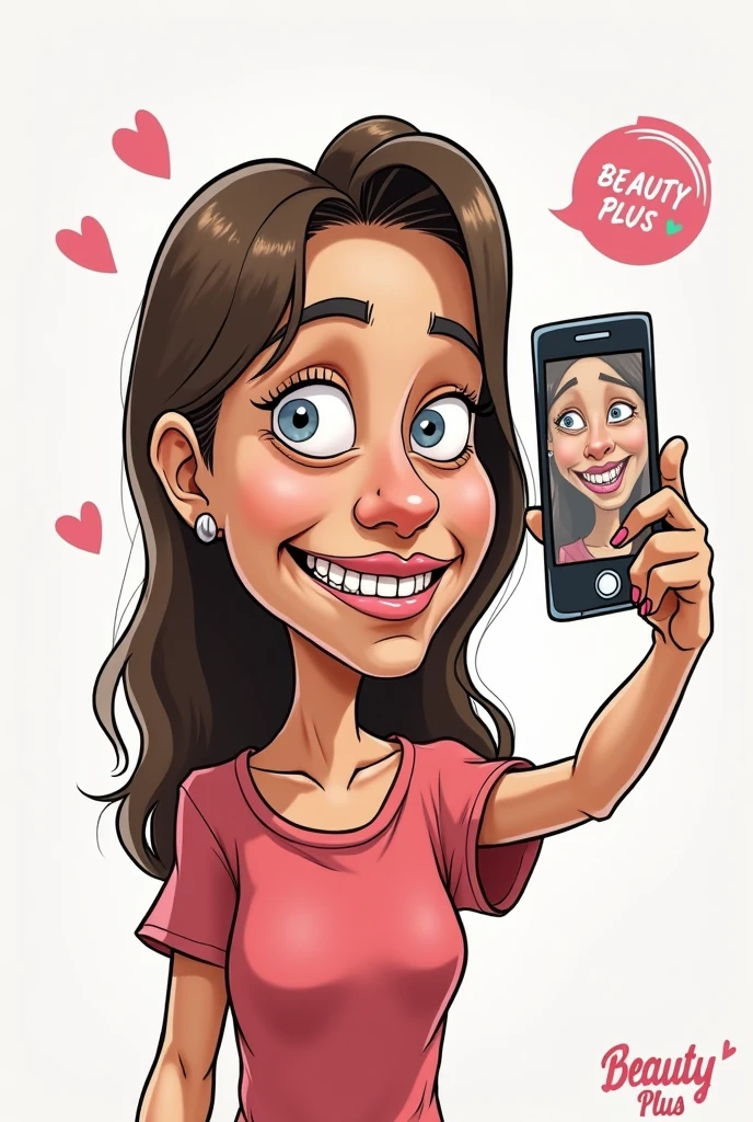 Cartoon Analysis about a person taking a selfie using beauty plus but in the reality she is ugly