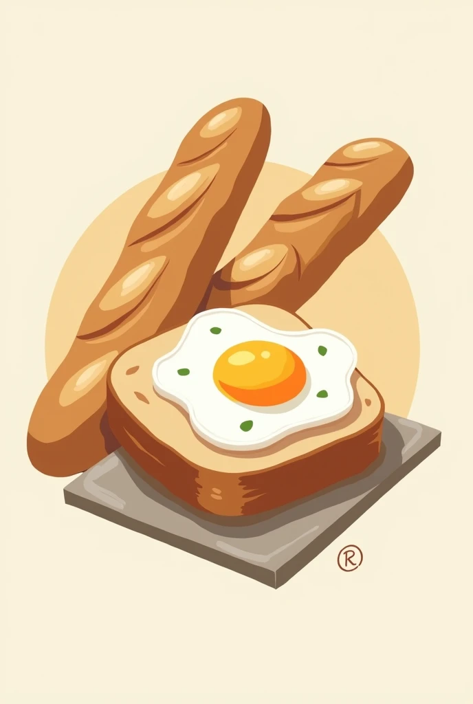 Crie uma logo , bread with egg with French bread More rustic little and more rustic 