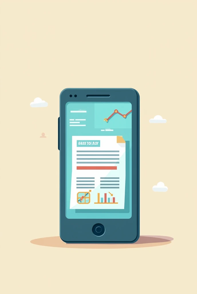 Cell phone containing information about embezzlement. Simple animated style.