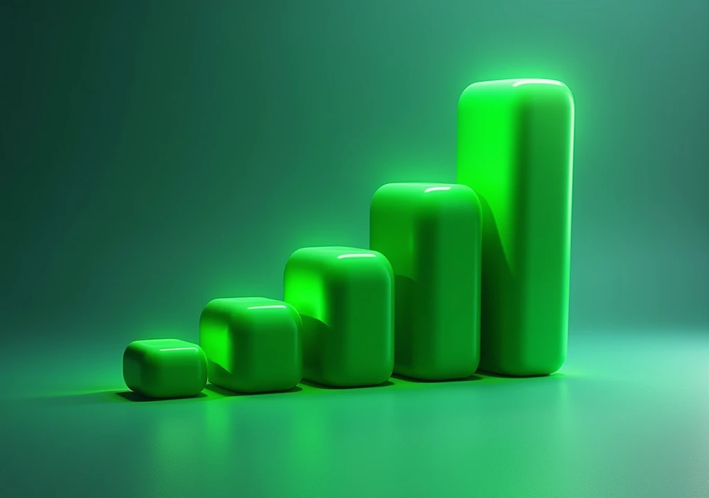 flashy green financial bar chart for thumbnail