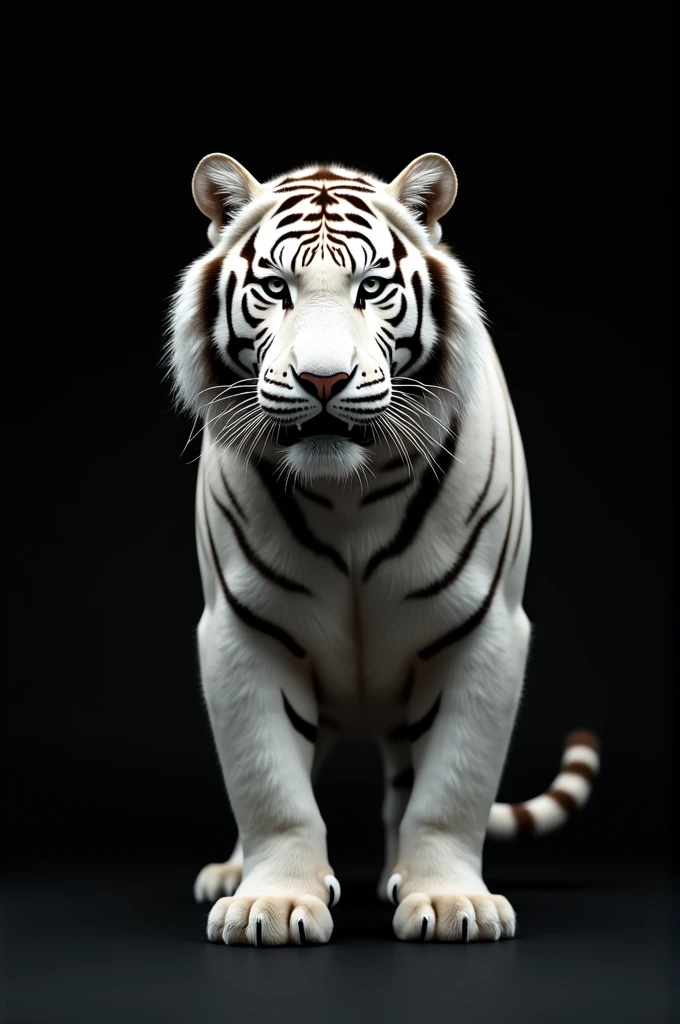 create a simple symbol of a white tiger on a black background 