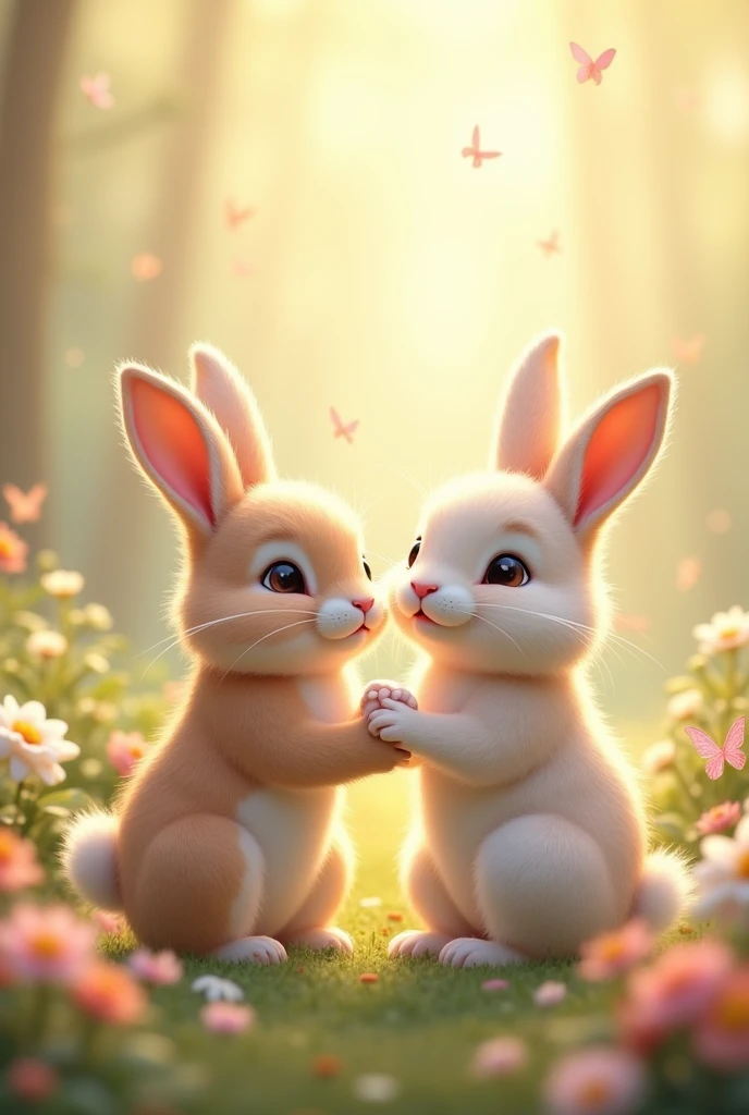 Cute rabbit character,fluffy,Couple,