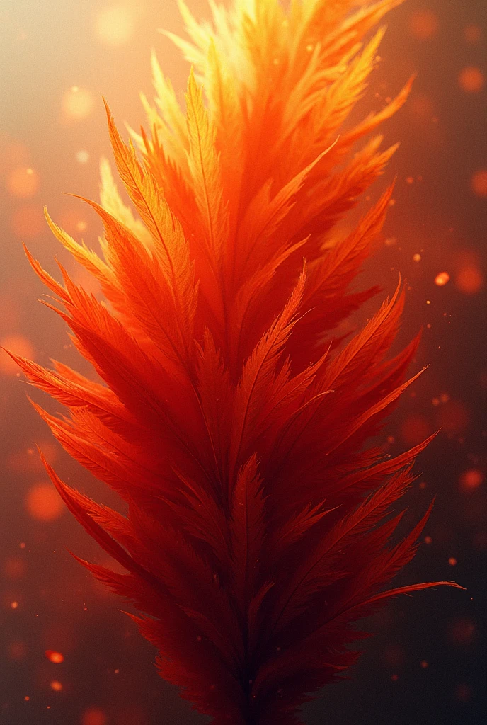 (photorealism:1.2), Create a very saturated plume-like texture with small and medium sized phoenix feathers
, with gradients ranging from black to red, Orange and yellow