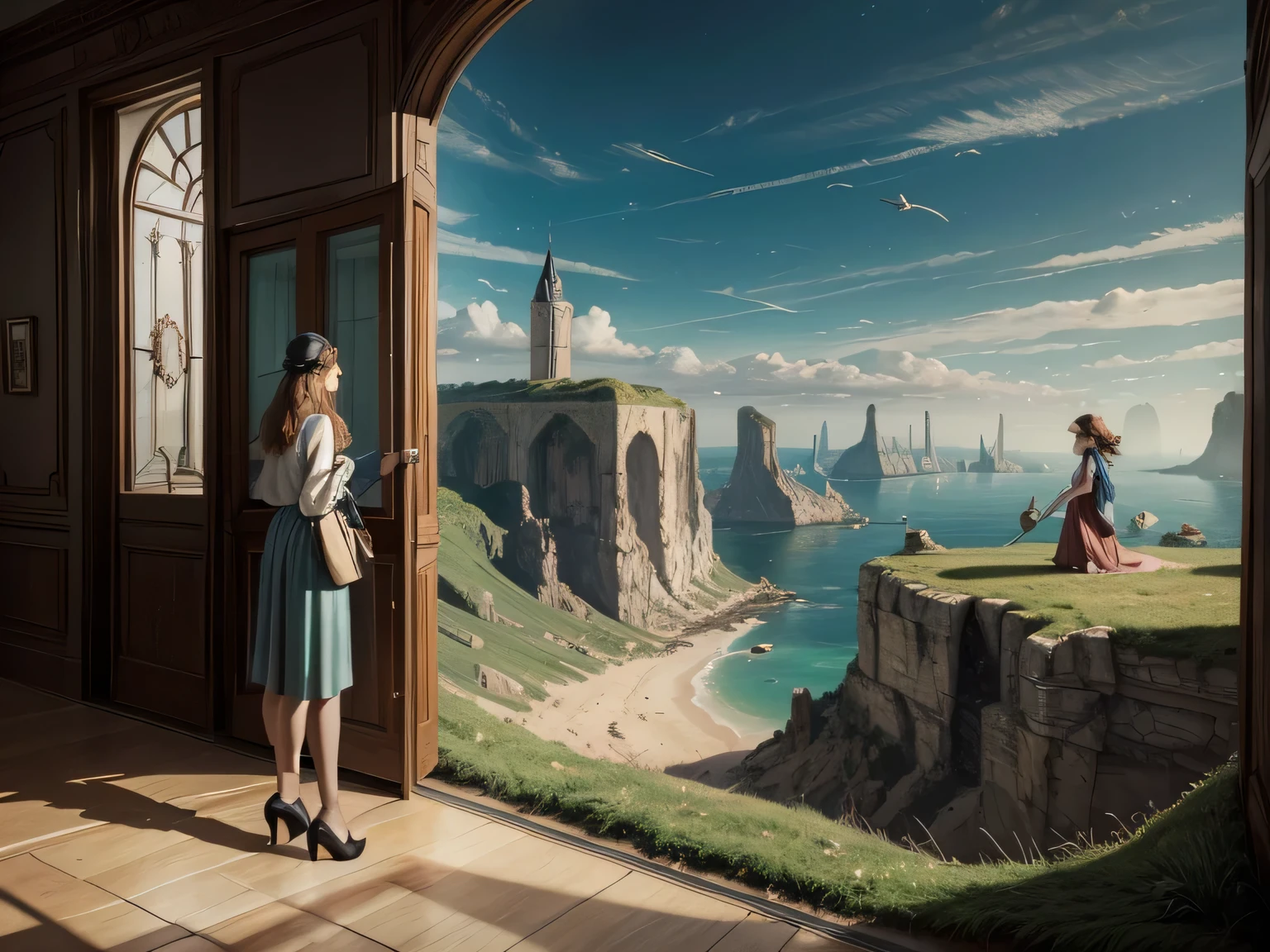 a colerfull painting with moldura, like a picture, with surrealist drawings in the style of the future