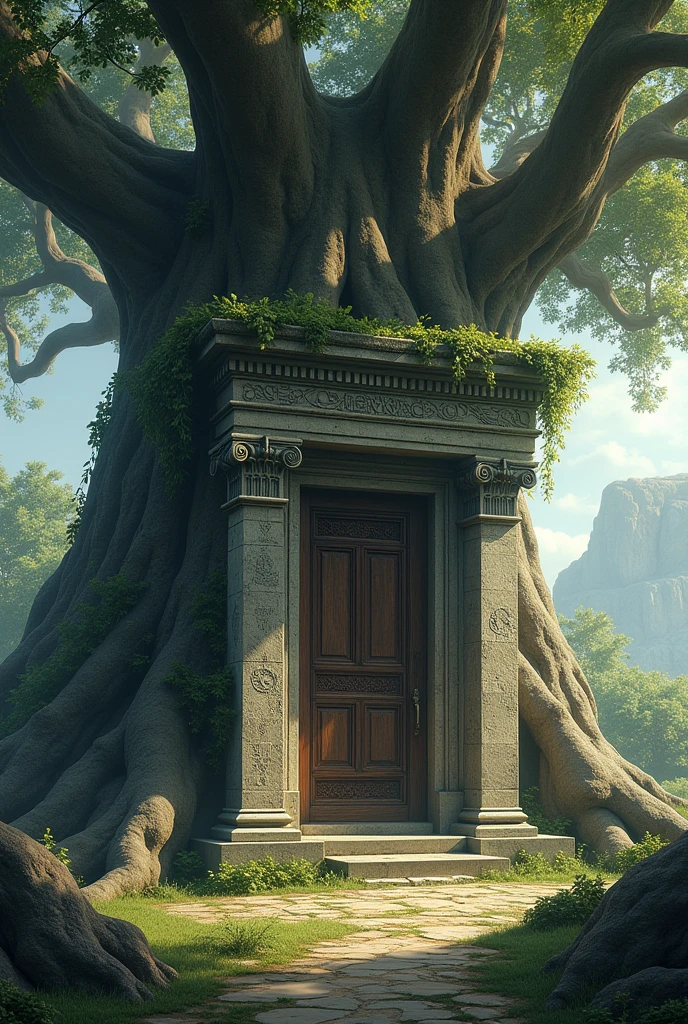 visiting a tomb that is in front of a tree
