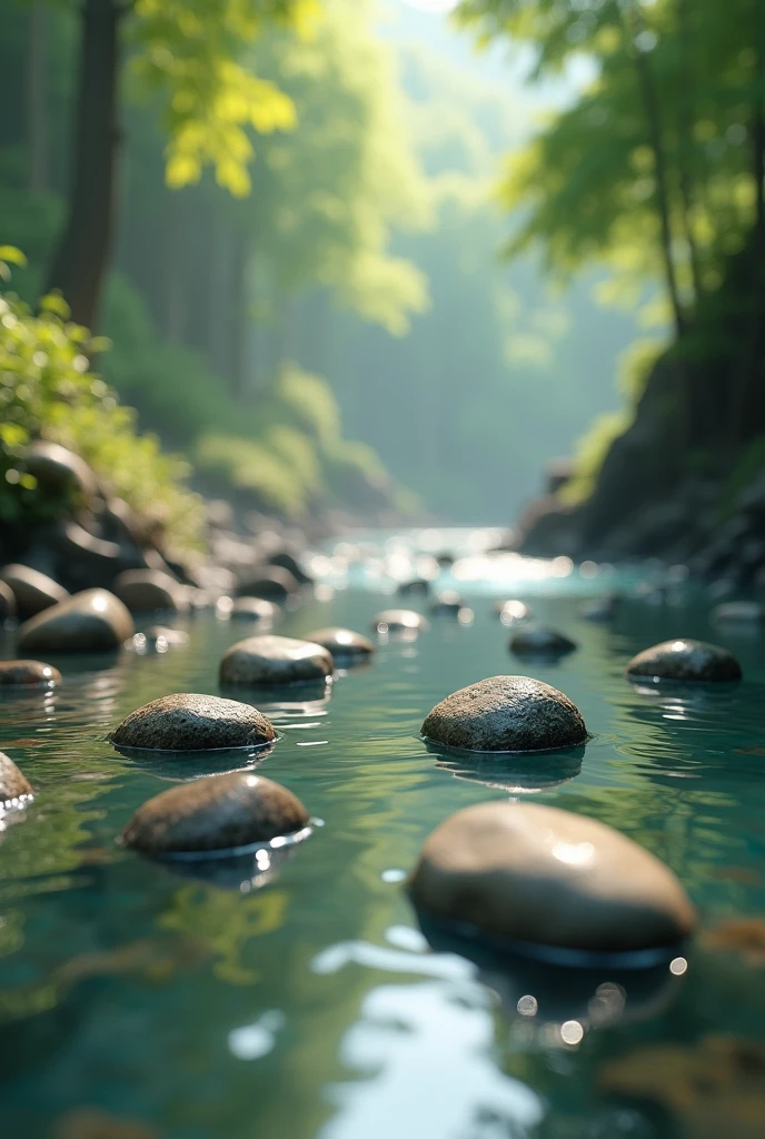 Stones ar swimming in the river
