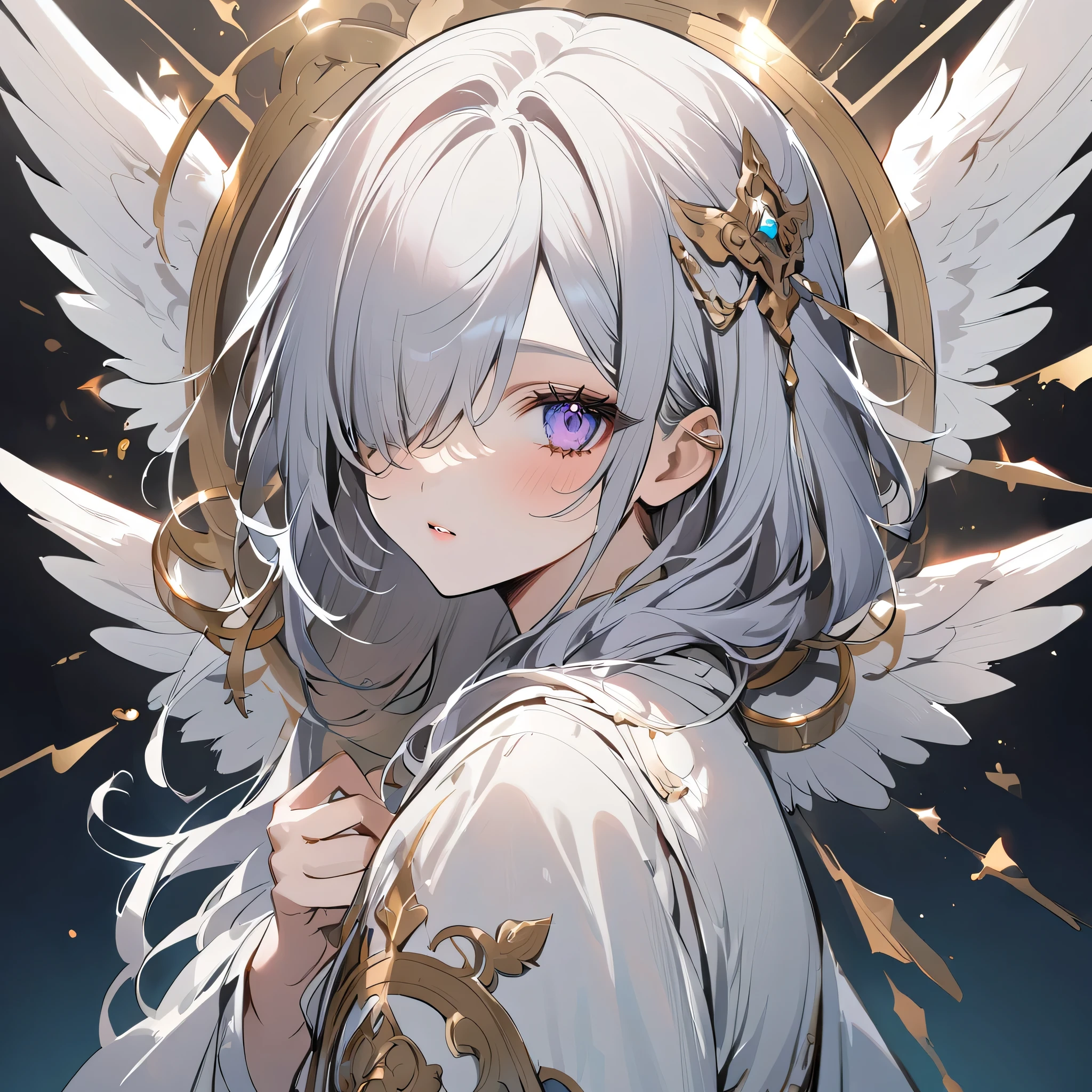 Looks like a holy looking angel.
and metal rings around the one-eyed eye.
ha muitas asas no anjo sagrado branco. 