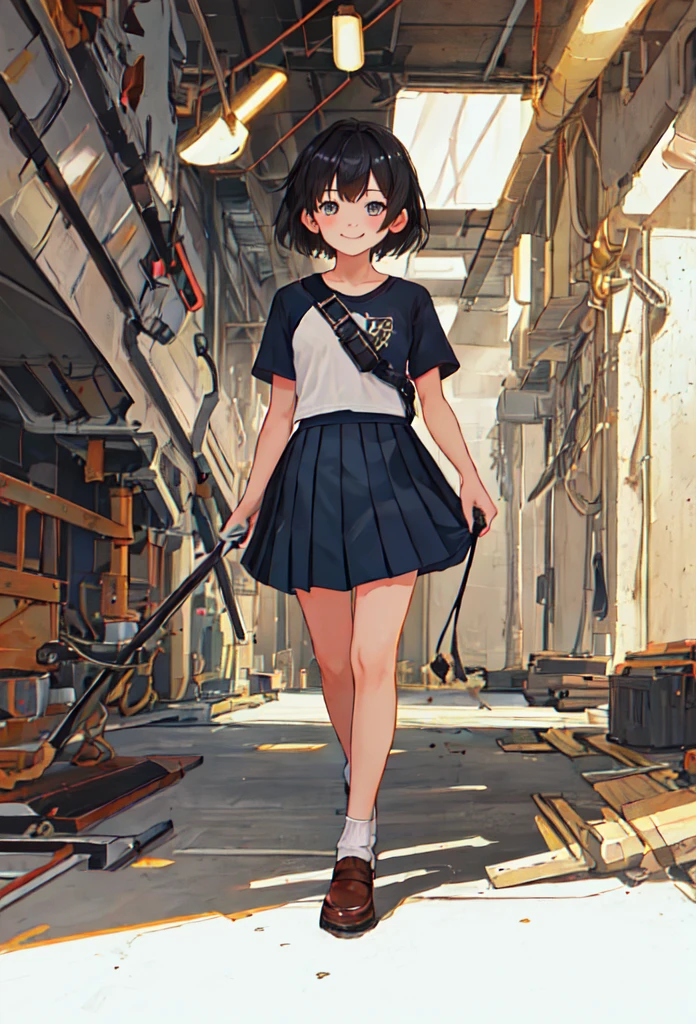 {Safety:1.10}, Highest quality, masterpiece, High resolution, alone, {Get stronger_Fleet Collection:0.90}masterpiece, Highest quality, View your viewers, Depth of written boundary, walk, smile, One person, short hair, Short sleeve, skirt,