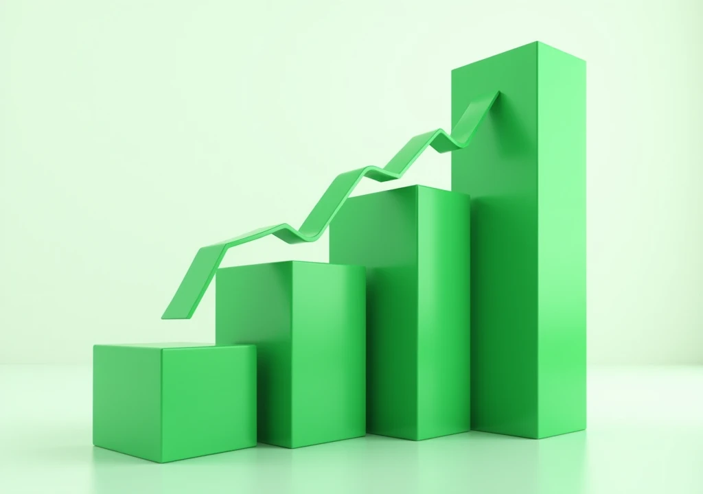 Flashy green investment bar graph image 