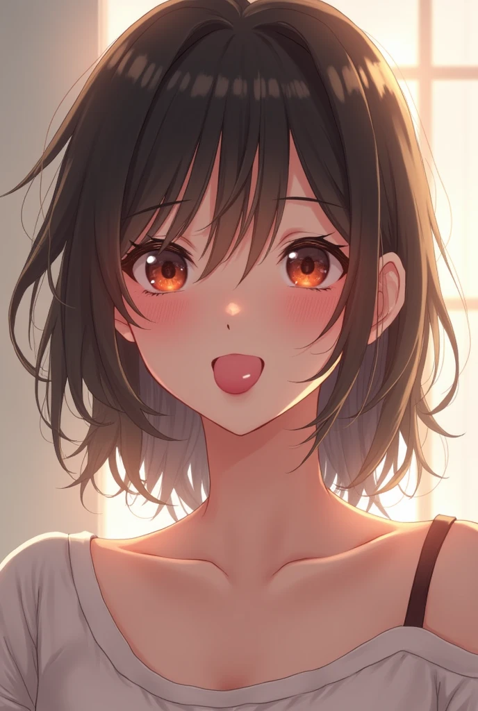 cute　Erotic　high school student　Red face　Sticking out tongue