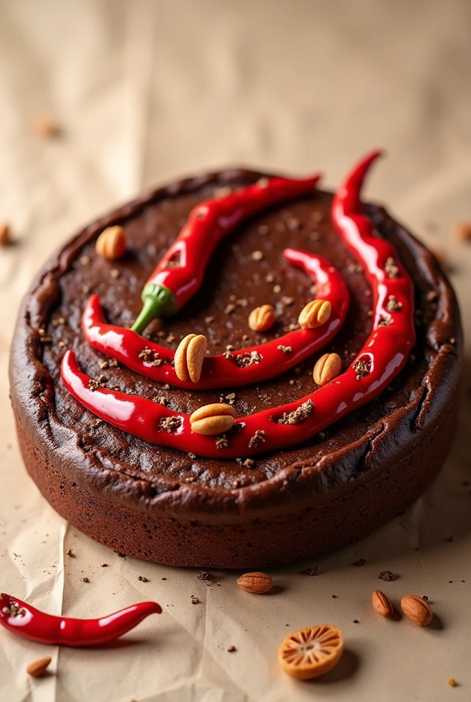 Chocolate bread with, Chili and nuts in the shape of a logo