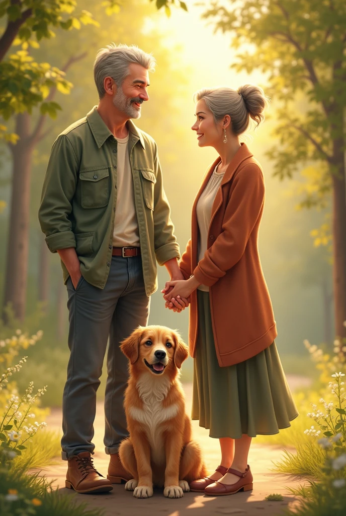 Man, woman and dog
