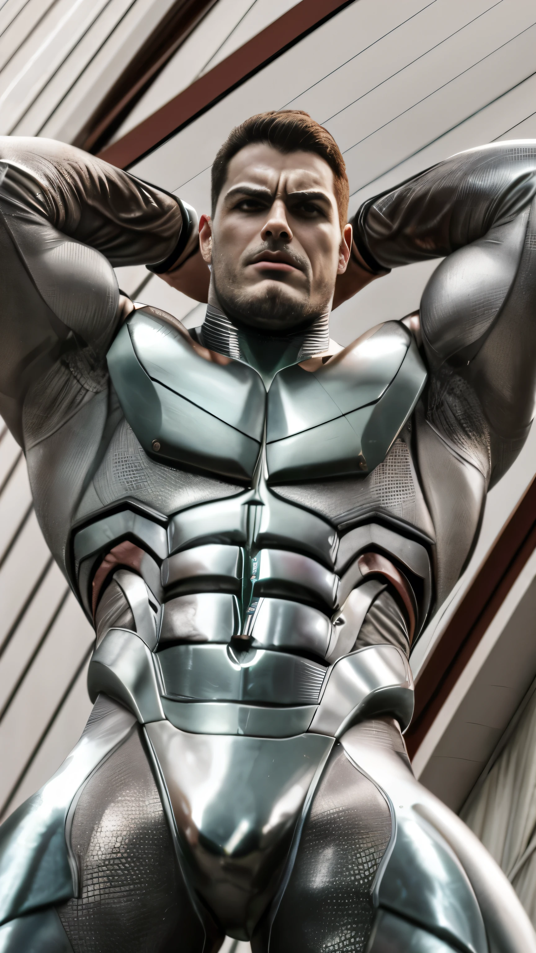 2 strong man Colossus style, O alter-ego de Peter Rasputin, is a fictional character in Marvel Comics. Colossus' most famous power is its entire skin made of chrome-plated silver organic steel., including the face. Chrome-plated silver metal is a psionic analogue of the element osmium, Known primarily for being a transition metal. It is an incredibly dense metal, able to withstand everything, strong and muscular body, Dynamic poseid pecs: 1.3), (真实感:1.5), (realisitic:1.4), (Absurdity:1.4), 8k, ultra detali, detailed cute boy, (1:1.4 only), ung, (Viewer facing:1.2), (newyork: 1.4), (time square: 1.3), (bright sunny day:1.5), Intricate Body Details, (小柄: 1.3), (best qualityer: 1.0), (ultra high resolution): 1.0), highly detailed face and eye, (photorrealistic: 1.2)